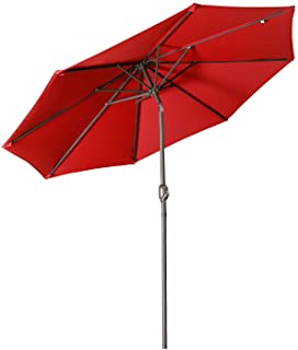 Photo 1 of Aok Garden 9 ft Patio Umbrella Outdoor Table Umbrella with Push Button Tilt and Crank 8 Sturdy Ribs Fade Resistant for Patio Table, Market, Deck, Wine Red
