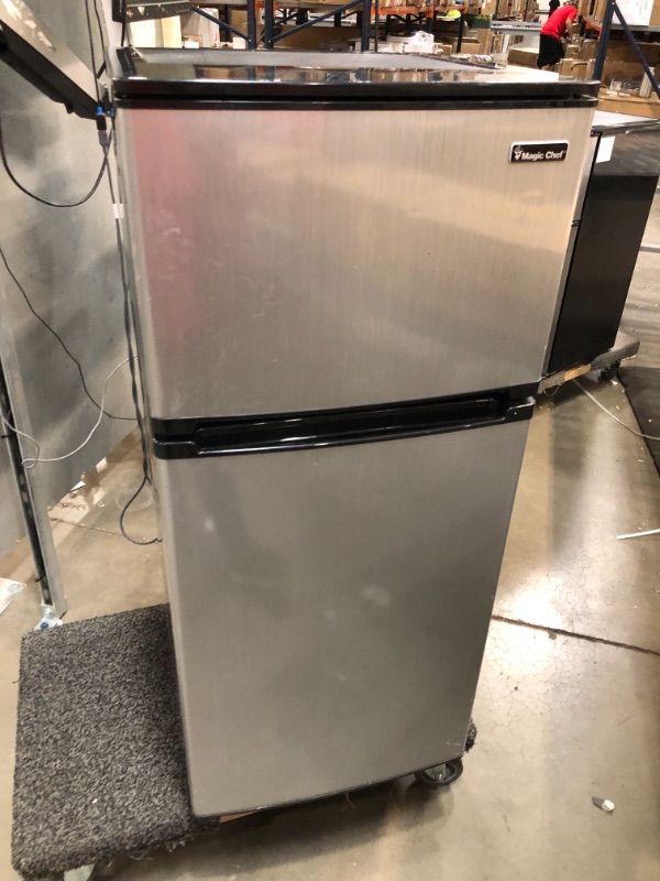 Photo 1 of Magic Chef 4.5-Cu. Ft. Mini Refrigerator with Top-Mount Freezer and Stainless Steel Door
