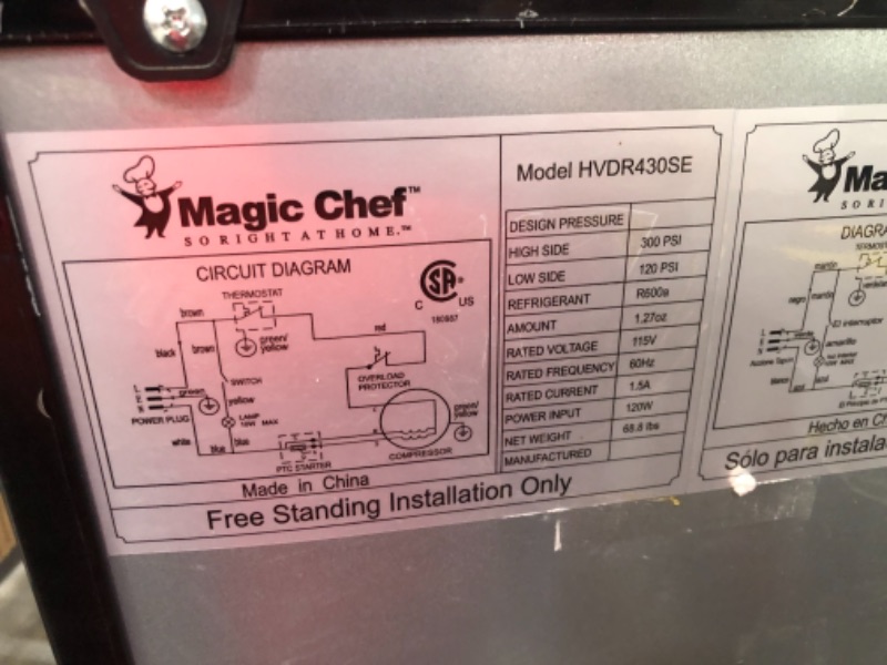Photo 1 of Magic Chef 4.5-Cu. Ft. Mini Refrigerator with Top-Mount Freezer and Stainless Steel Door
