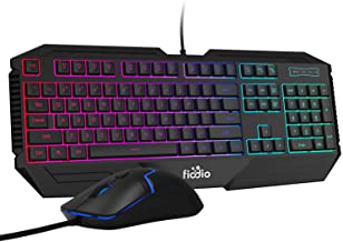 Photo 1 of Fiodio Rainbow Wired Gaming Computer Keyboard and Mouse Combo, Ergonomic Keyboards with Wrist Rest, 104 Multimedia Keys, 1600 DPI Gamer Mouse for Windows PC and Desktop
