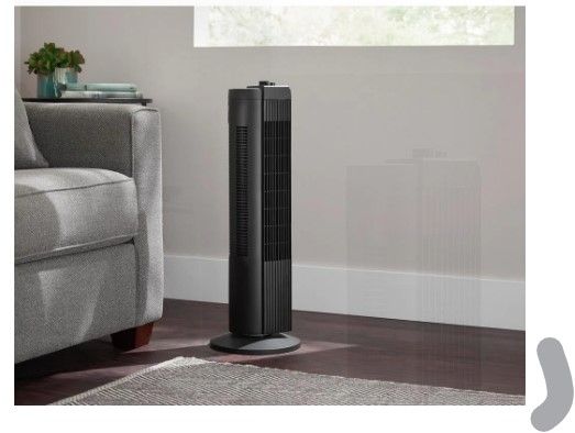 Photo 1 of 28 in. Oscillating Tower Fan Black
