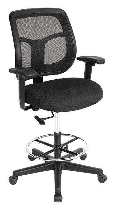 Photo 1 of Eurotech Mesh Back Task Drafting Stool - Fabric - Black - Apollo Series
