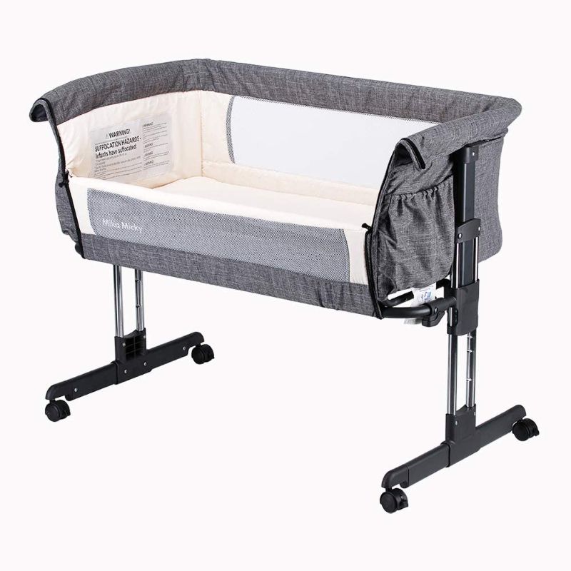 Photo 1 of Mika Micky Bedside Sleeper Bedside Crib Easy Folding Portable Crib,Grey
