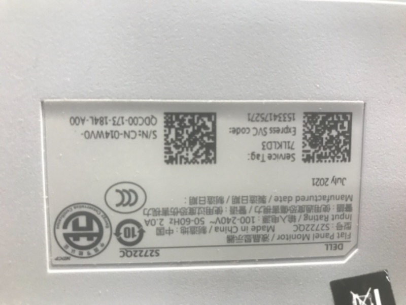 Photo 3 of Dell S2722QC 27-inch 4K UHD 3840 X 2160 60Hz Monitor, 8MS Grey-to-Grey Response Time (Normal Mode), Built-in Dual 3W Integrated Speakers, 1.07 Billion
does not come with power cord