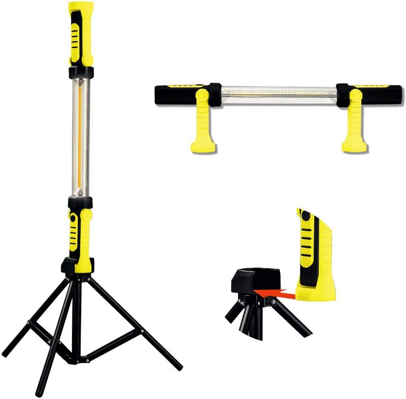 Photo 1 of Rechargeabe underhood light, CREVIV cordless work lamp with tripod,600 lumen×2 COB rechargeable light,magnets and hooks on both ends, suit for maintenance, inspection and outdoor
