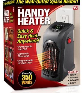 Photo 1 of 350-Watt Wall Outlet Handy Heater, Black
