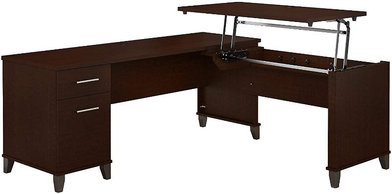 Photo 1 of Bush Furniture Somerset 3 Position Sit to Stand L Shaped Desk, 72W, Mocha Cherry
