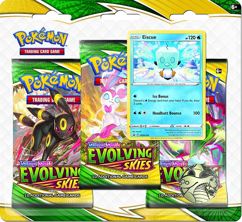 Photo 1 of Pokémon TCG: Sword & Shield Evolving Skies Three-Booster Blister
