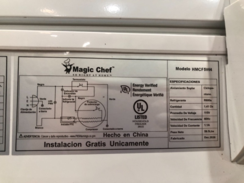 Photo 12 of 5.0 cu. ft. Chest Freezer in White
MODEL: HMCF5W4