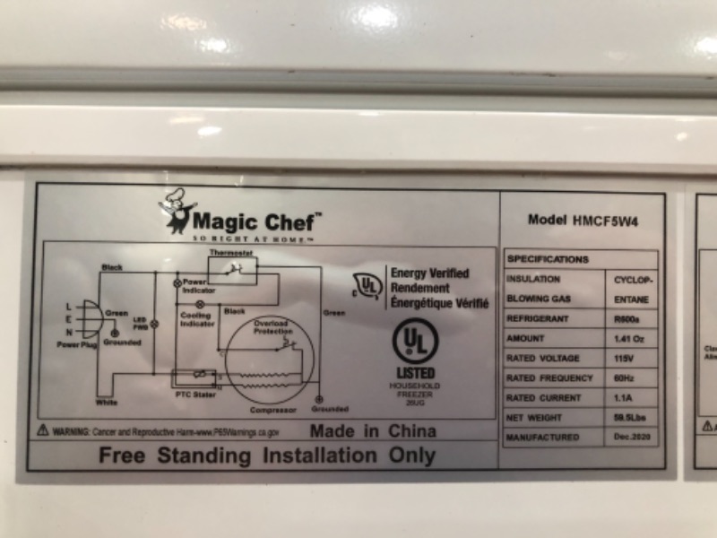 Photo 11 of 5.0 cu. ft. Chest Freezer in White
MODEL: HMCF5W4