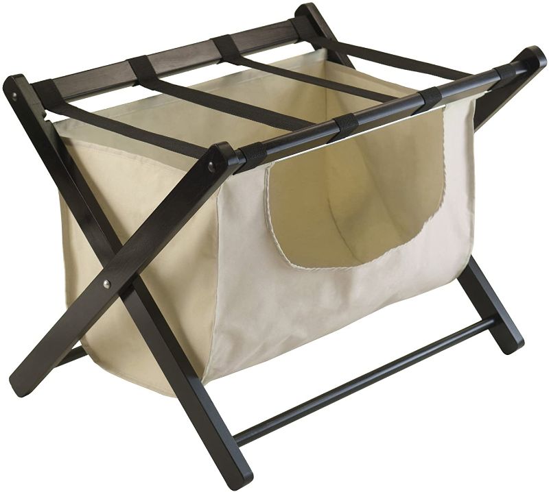 Photo 1 of Dora Luggage Rack with Removable Fabric Basket Walnut Brown - Winsome