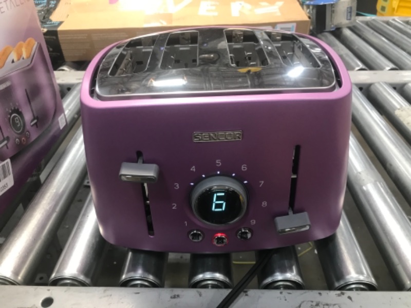 Photo 2 of Sencor STS6073VT Premium Metallic 4-slot High Lift Toaster with Digital Button and Toaster Rack, Violet
