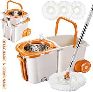 Photo 1 of 360 Spin Mop and Bucket ,with Wringer Set for Floor Cleaning Mops and Bucket System with Wheels and 3 Mop Pads Replacements Mop Bucket Kit with Retractable Handle
