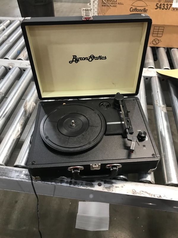 Photo 3 of (BROKEN TIP) 
Bluetooth 3-Speed Record Player, ByronStatics Smart Portable Wireless Vinyl Turntable Records Player, Built in Stereo Speakers Suitcase Record Player with Extra Stylus, RCA Line out Aux in - Black
