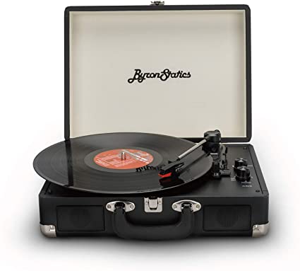 Photo 1 of (BROKEN TIP) 
Bluetooth 3-Speed Record Player, ByronStatics Smart Portable Wireless Vinyl Turntable Records Player, Built in Stereo Speakers Suitcase Record Player with Extra Stylus, RCA Line out Aux in - Black
