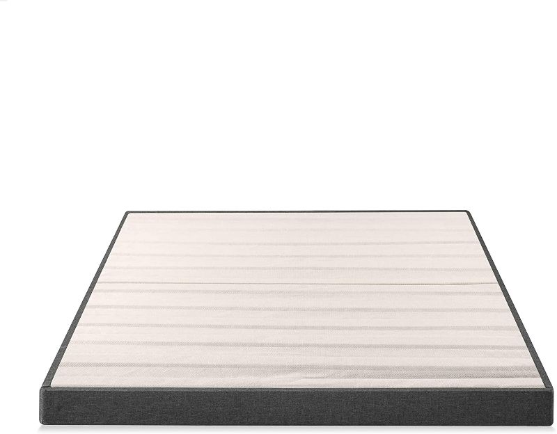 Photo 1 of ZINUS Upholstered Metal Box Spring with Wood Slats / 4 Inch Mattress Foundation / Easy Assembly / Fabric Paneled Design, Queen
