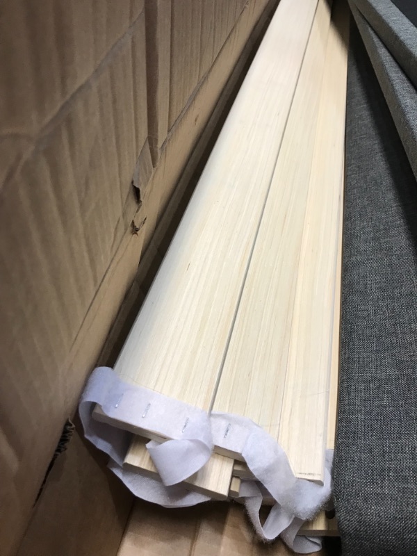 Photo 1 of ZINUS Upholstered Metal Box Spring with Wood Slats / 4 Inch Mattress Foundation / Easy Assembly / Fabric Paneled Design, Queen
