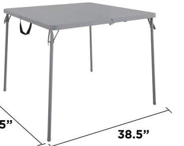 Photo 1 of 38.5 in. Fold in Steel Half Card Table with/Handle, Gray, Indoor and Outdoor, Wheelchair Accessible
