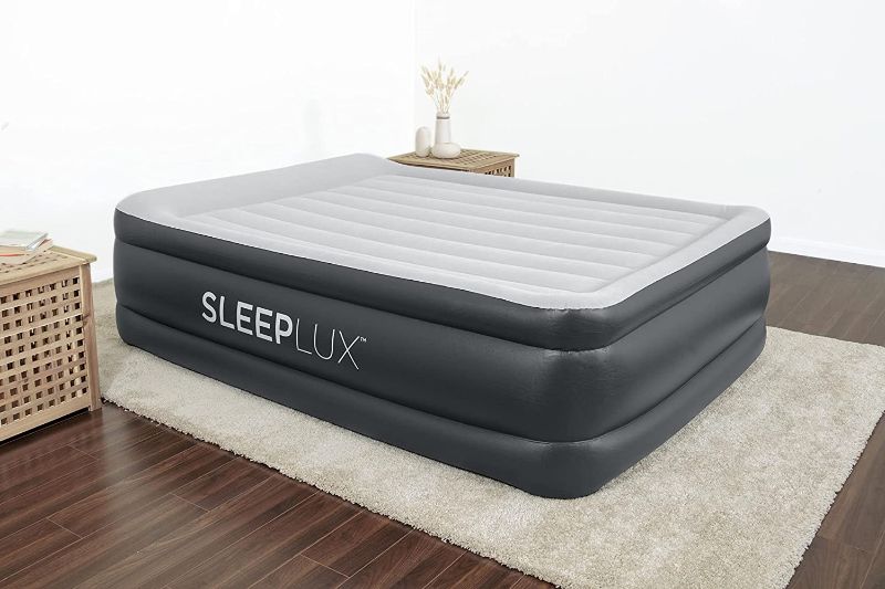 Photo 1 of **USED, MISSING AIR PUMP**
SleepLux Durable Inflatable Air Mattress with Built-in Pump, Pillow and USB Charger, 22" Tall Queen
