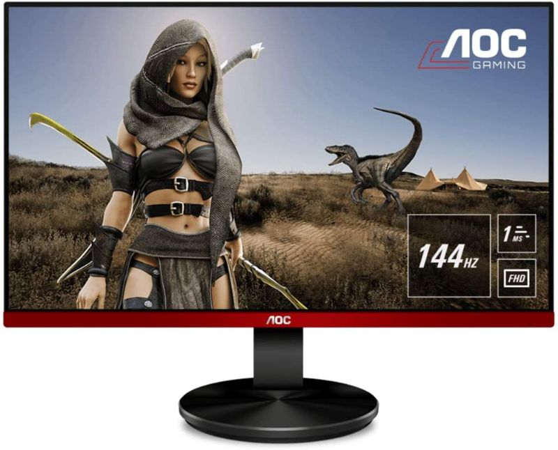 Photo 1 of AOC G2590FX 25" Framless Gaming Monitor, FHD 1920x1080, 1ms, 144Hz, G-SYNC Compatible+AdaptiveSync, 96% sRGB, DisplayPort/HDMI/VGA, VESA, 25 inch, Black / Red
