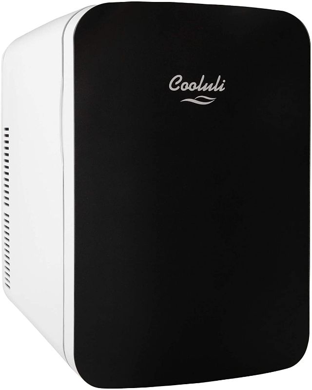 Photo 1 of Cooluli 15L Mini Fridge for Bedroom - Car, Office Desk & College Dorm Room - 12v Portable Cooler & Warmer for Food, Drinks, Skincare, Beauty & Makeup - AC/DC Small Refrigerator with Glass Front, Black
