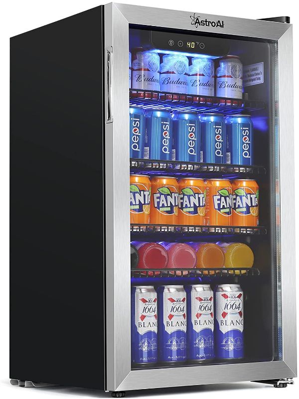 Photo 1 of CROWNFUL Mini Fridge Cooler, 120 Cans Beverage Refrigerator with Adjustable Shelves for Soda Beer or Wine, Compact refrigerator with Glass Door, Best for Home/Bar/Office, 3.2Cu.Ft
