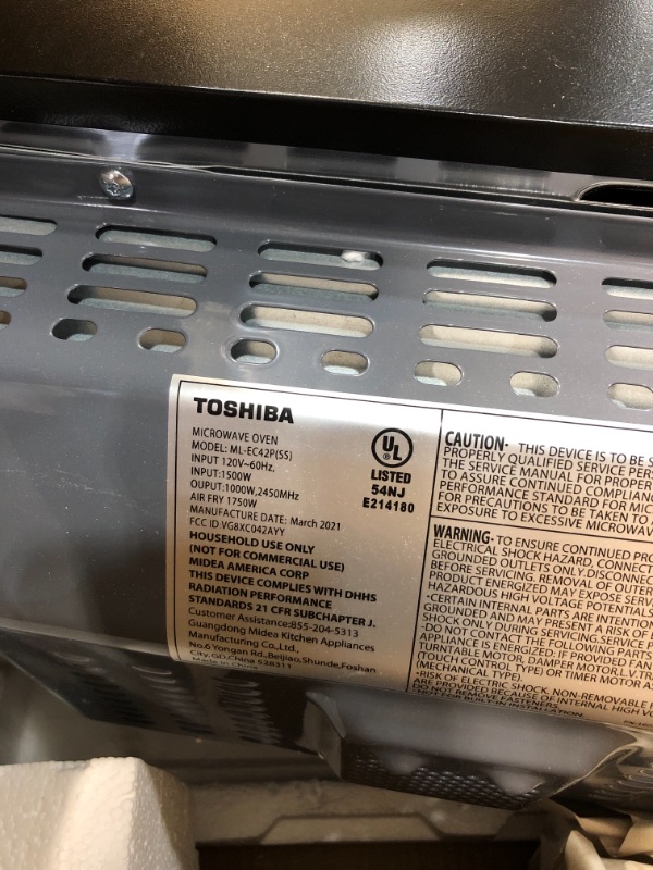 Photo 4 of Toshiba ML-EC42P(SS) Multifunctional Microwave Oven with Healthy Air Fry, Convection Cooking, Smart Sensor, Easy-to-Clean Interior and ECO Mode, 1.5 Cu.ft, Black Stainless Steel
