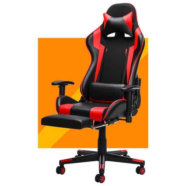 Photo 1 of  Reclining Gaming Chair Ergonomic Office Chair Racing Chair for Gaming PC Computer Chair E-Sports Chair with High-Back,Adjustable Headrest and Lumbar Support (RED)