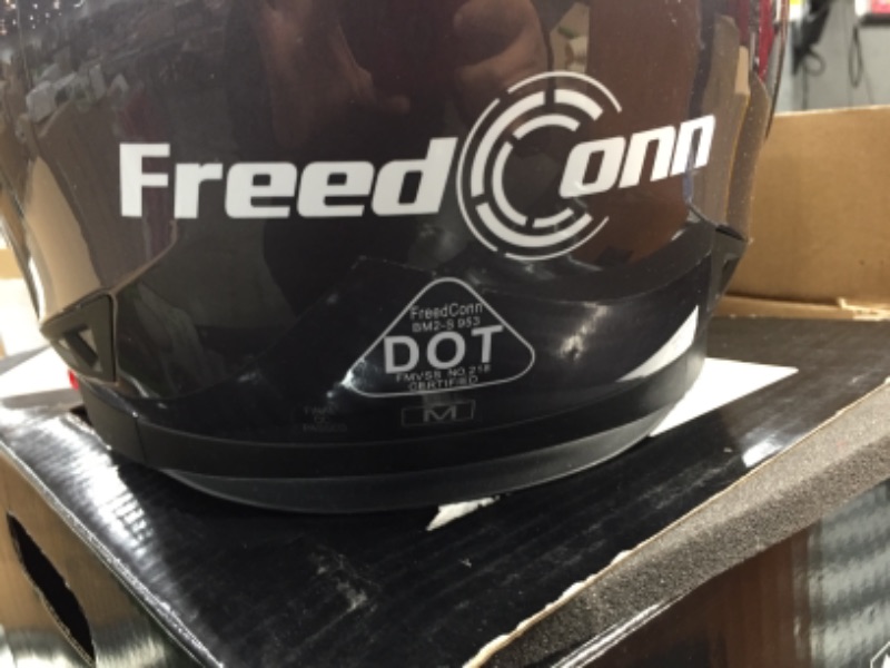 Photo 7 of FreedConn Motorcycle Bluetooth Helmet, BM2-S DOT 2-Way Bluetooth Built-in Communication Range 500M Integrated Modular Helmet, Motorbike Flip-up Helmet Intercom FM Radio Siri (M, Matte Black)
