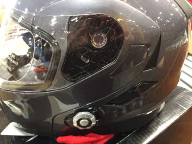 Photo 9 of FreedConn Motorcycle Bluetooth Helmet, BM2-S DOT 2-Way Bluetooth Built-in Communication Range 500M Integrated Modular Helmet, Motorbike Flip-up Helmet Intercom FM Radio Siri (M, Matte Black)
