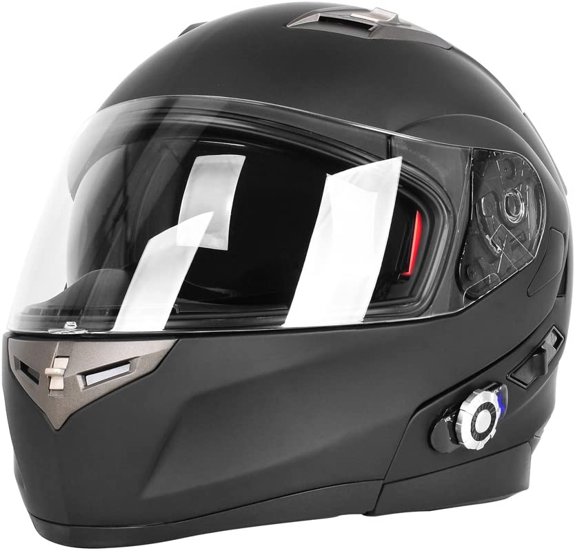 Photo 1 of FreedConn Motorcycle Bluetooth Helmet, BM2-S DOT 2-Way Bluetooth Built-in Communication Range 500M Integrated Modular Helmet, Motorbike Flip-up Helmet Intercom FM Radio Siri (M, Matte Black)
