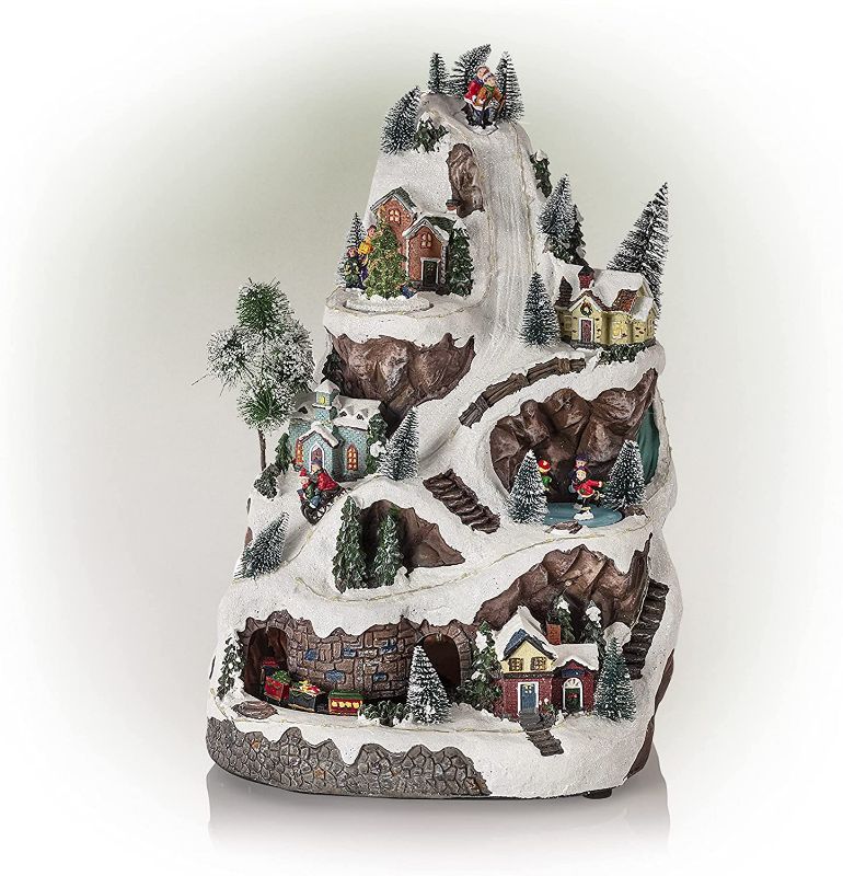 Photo 1 of Alpine Corporation WHS102WW Animated Winter Wonderland Set with LED Light and Music Festive Christmas Holiday Indoor Decor for Home, 18-Inch Tall, Multicolor

//used// damaged// item does not light up but does play music 
