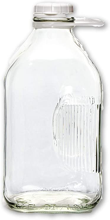 Photo 1 of (3 glasses) 
2 Qt Glass Milk Bottle, 64 oz, Heavy Glass with Lid, Creamery Style
