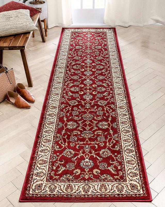 Photo 1 of  Red Persian Floral Oriental Formal Traditional Rug 2x7 (2'3" x 7'3" Runner) Easy to Clean Stain Fade Resistant Shed Free Modern Contemporary Transitional Soft Living Dining Room Rug
