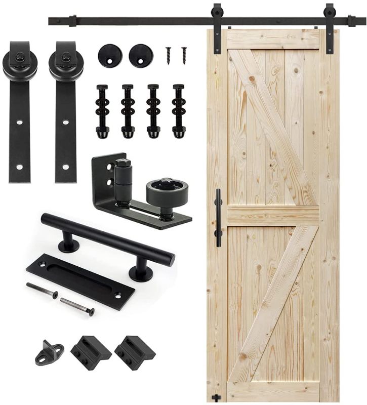 Photo 1 of 30 in. x 84 in. Unfinished British Brace Knotty Barn Door (30, Door+J Shape)
BARN DOOR ONLY