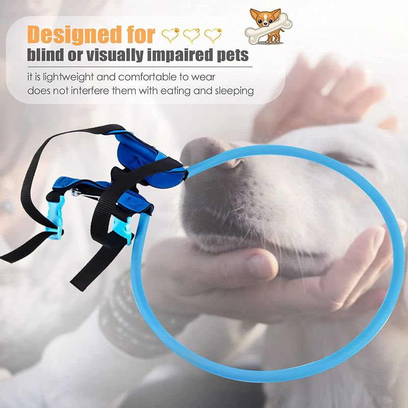 Photo 1 of  Blind Dog Harness Guiding Device Adjustable Face Head Protection Circle Pet Anti-Collision Ring for Dogs Cats with Sick Eyes, Avoid Accidents & Build Confidence (Medium)
