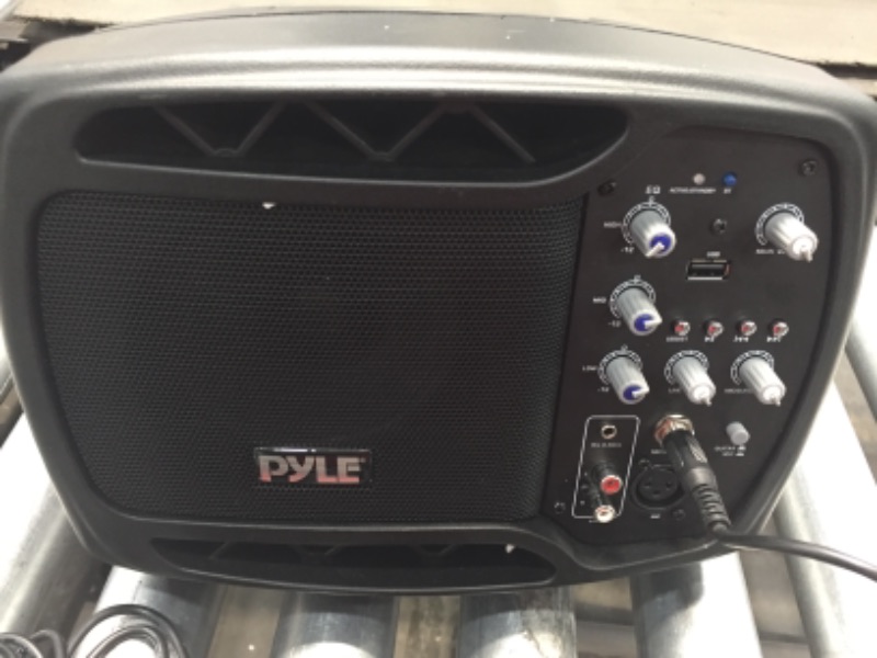 Photo 2 of Portable Bluetooth PA Speaker System - 2-Way Full Range Stereo Sound, 120V/200W Max Power Output, Class D Type Amp, 5" Subwoofer w/ 16GB USB Flash Support, Includes Wired Microphone - Pyle PPMNSP52
