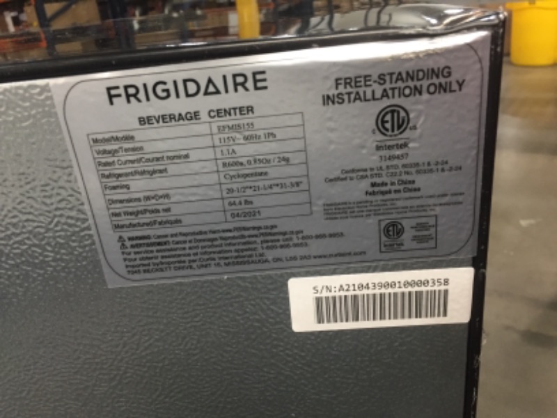 Photo 5 of Frigidaire 4.4 Cu. ft. 126-Can Beverage Center Refrigerator, EFMIS155, Stainless Steel
