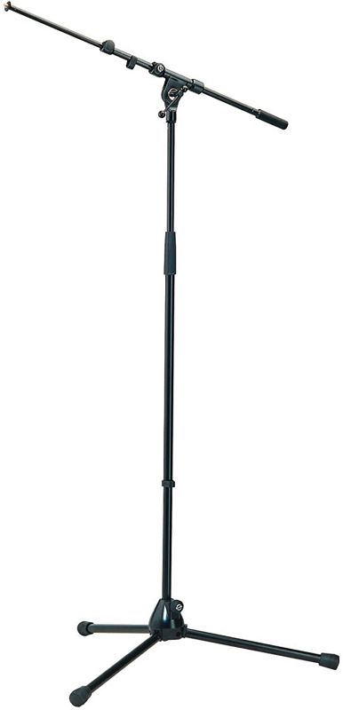 Photo 1 of  Tripod Microphone Stand - Adjustable Telescoping 2-Piece Boom Arm - Professional Grade - Heavy Duty with Folding Leg Base - German Made - Black