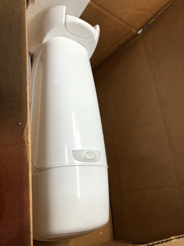 Photo 1 of Playtex Diaper Genie Complete Pail with Built-In Odor Controlling Antimicrobial, Includes Pail and 1 Clean Laundry Scent Refill, White Pail
