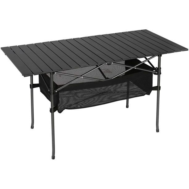 Photo 1 of  Portable Camping Table 47.2" x 26.8"x 21.7" Folding Aluminum Roll Up Camp Table with Carrying Bags
