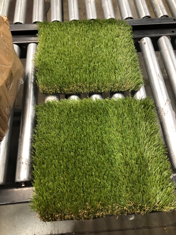 Photo 2 of Artificial Grass Mat Squares, Fake Turf Patch for Decor, Placemats, Table Runner (12 x 12 in, 2 Pack)
