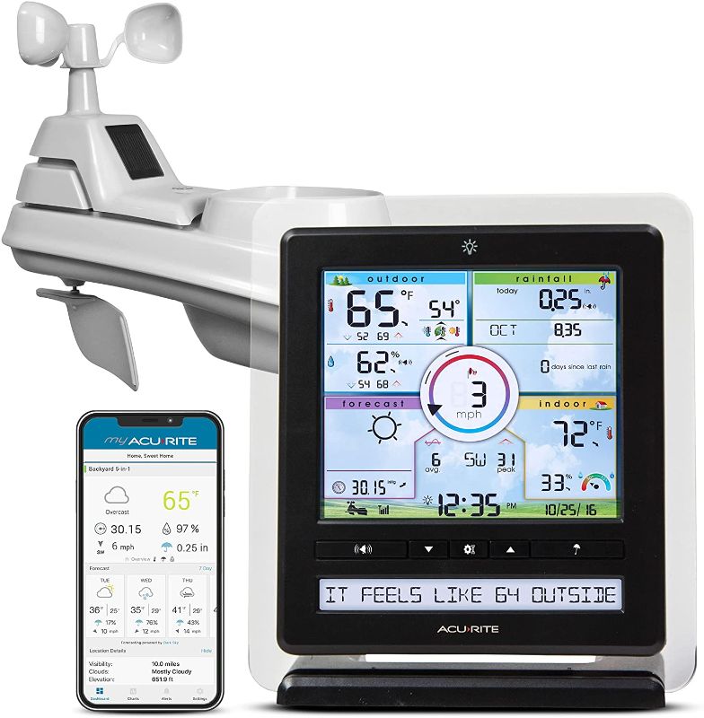 Photo 1 of AcuRite Iris (5-in-1) Wireless Indoor/Outdoor Weather Station with Remote Monitoring Alerts for Weather Conditions (01536M)
