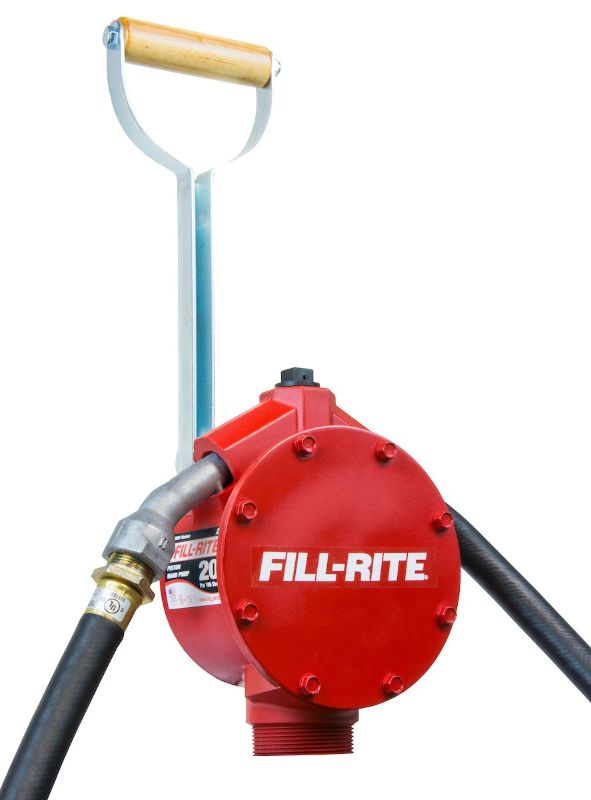 Photo 1 of Fill-Rite FR152 Piston Hand Pump with Hose & Nozzle Spout, Red
