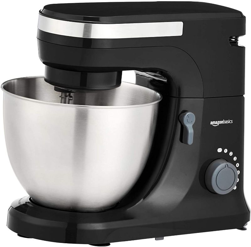 Photo 1 of Amazon Basics Multi-Speed Stand Mixer with Attachments, Black

//TESTED AND NONFUNCTIONAL, PARTS ONLY, MINOR COSMETIC DAMAGE 
