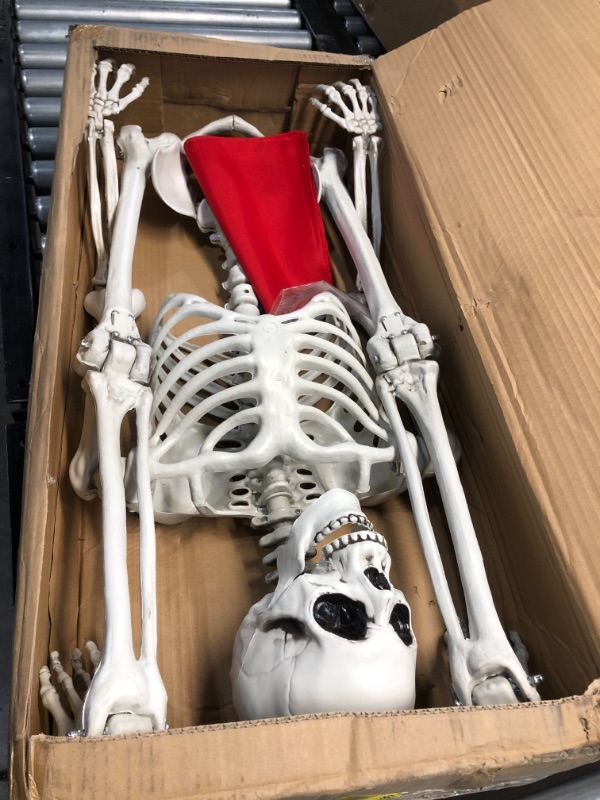 Photo 2 of 5 ft Pose-N-Stay Life Size Skeleton Full Body Realistic Human Bones with Posable Joints for Halloween Pose Skeleton Prop Decoration
