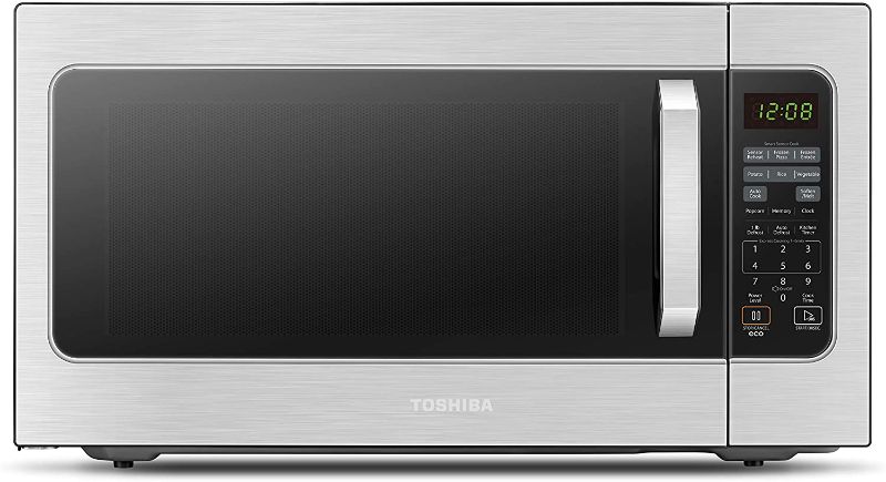 Photo 1 of **PARTS ONLY ** Toshiba ML2-EM62P(SS) Microwave Oven with Built-in Humidity Sensor, 6 Automatic Preset Menus, ECO Mode, Sound On/Off Option and Position Memory Function 2.2 cu. ft., 1200W, Stainless Steel
