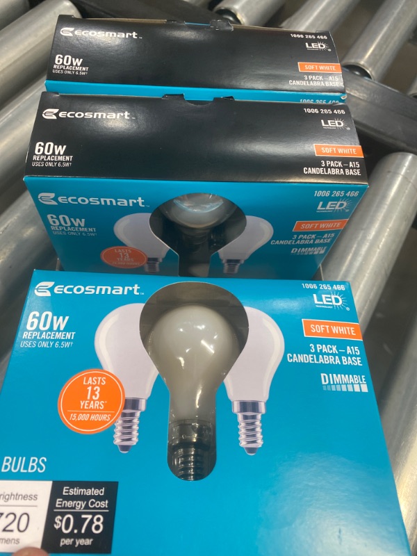 Photo 2 of 60-WATT EQUIVALENT A15 DIMMABLE FROSTED GLASS DECORATIVE FILAMENT LED VINTAGE EDISON LIGHT BULB DAYLIGHT (4 3-PACKS)
