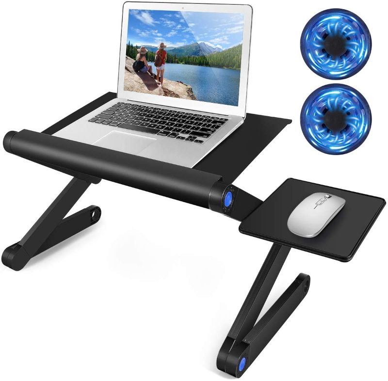 Photo 1 of Adjustable Laptop Stand with Cooling Fan, Portable Desk for Lap Lightweight Computer Table Foldable Notebook Riser for Couch Bed Sofa
