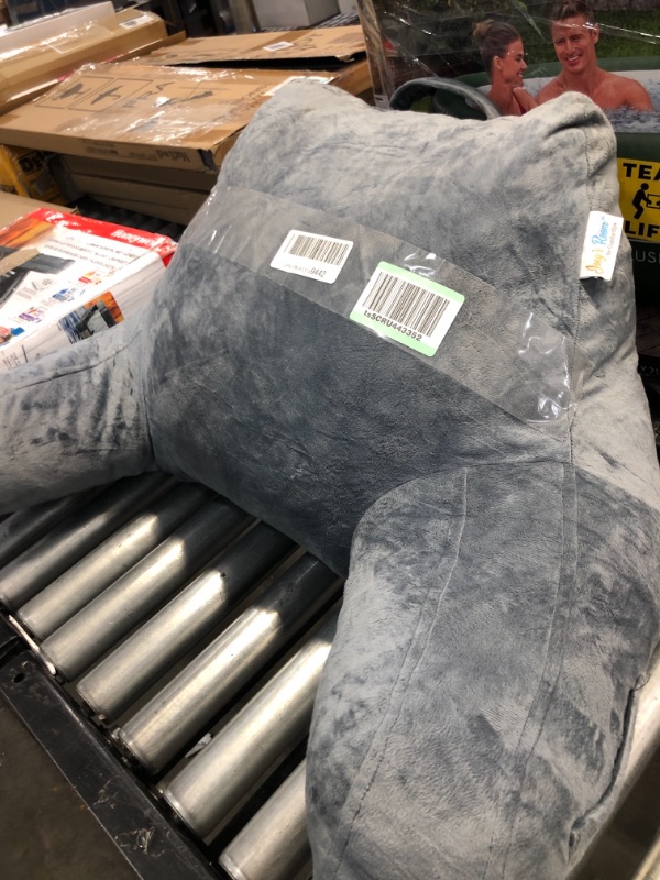 Photo 1 of Reading Pillow Bed Wedge Large Adult Backrest Lounge Cushion with Arms and Pockets | Back Support for Sitting Up in Bed / Couch for GERD Heartburn Bedrest by ComfortSpa (Grey)30 x 12 x 18 inches


